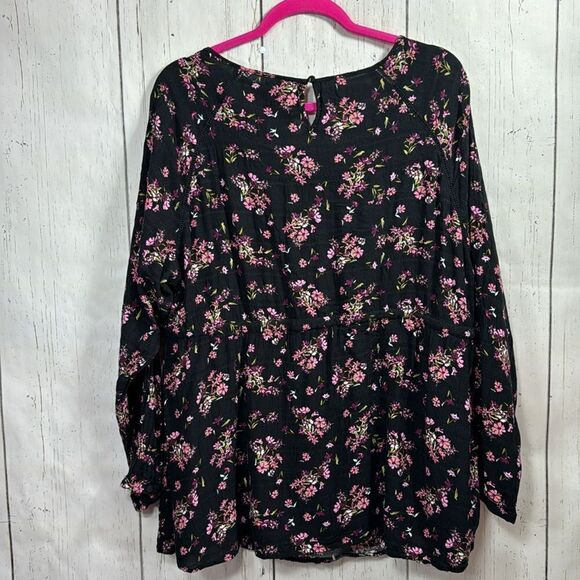 Torrid Floral Textured Woven Gauze Boho Tie Waist Lightweight Womens Top Blouse - Picture 16 of 16